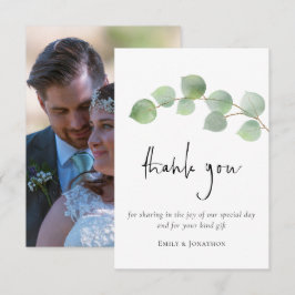 Elegant Eucalyptus Leaf Script Foto Vielen Dank Dankeskarte