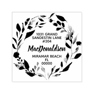 Elegant Eucalyptus Leaf Wreath Rücksendeadresse Permastempel