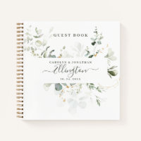Elegant Eucalyptus Modernes Script Foto Gästebuch