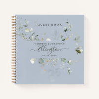 Elegant Eucalyptus Modernes Script Foto Gästebuch