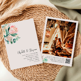 Elegant Eucalyptus Pampas Grass Protea Photo Einladung