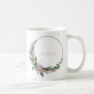 Elegant Eucalyptus Pampas Grass Weihnachtskranz Kaffeetasse