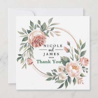 Elegant Eucalyptus Peach Floral Dankeskarte
