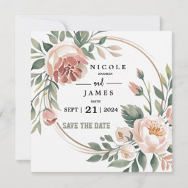 Elegant Eucalyptus Peach Floral Save The Date