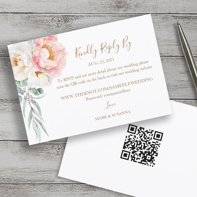 Elegant Eucalyptus Peonies Wedding RSVP (QR-Code) (Von Creator hochgeladen)