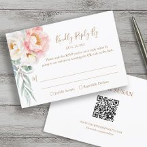 Elegant Eucalyptus Peonies Wedding RSVP (QR-Code)