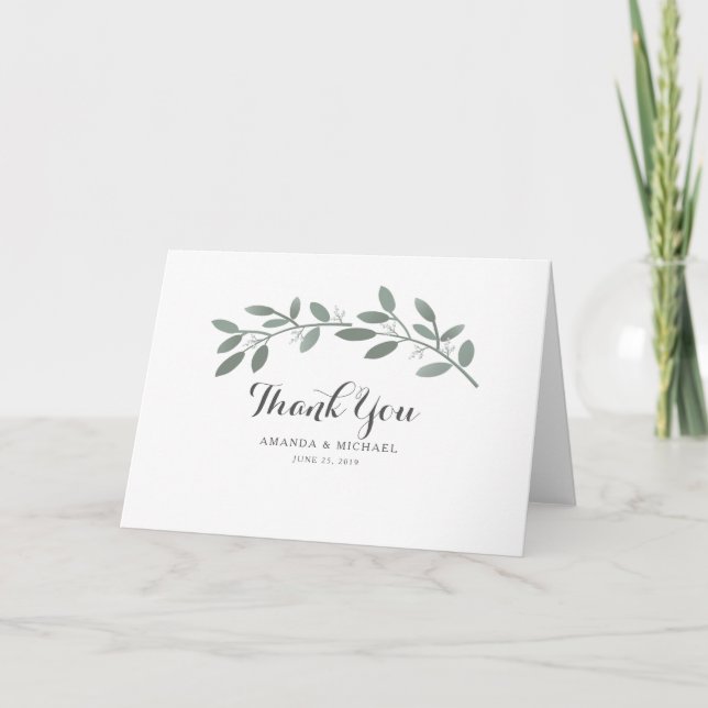 Elegant Eucalyptus Personalisiert Dankeschön Card Karte (Vorderseite)