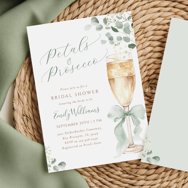 Elegant Eucalyptus Prosecco Bridal Shower Einladung (Von Creator hochgeladen)
