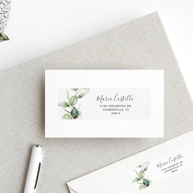 Elegant Eucalyptus Quinceanera Rücksendeadresse (Eucalyptus Greenery Return Address Label)