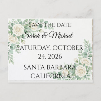 Elegant Eucalyptus Save the Date Postcard Einladungspostkarte
