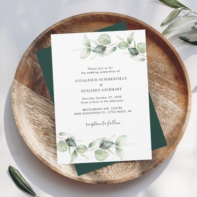Elegant Eucalyptus Script Wedding Einladung (Eucalyptus Greenery Foliage Wedding Invitation)