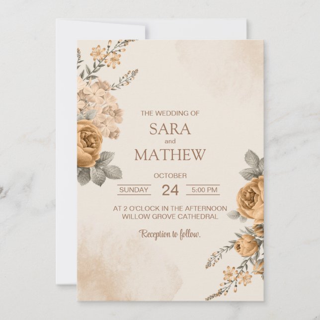 Elegant Eucalyptus Simple Wedding Einladung (Vorderseite)