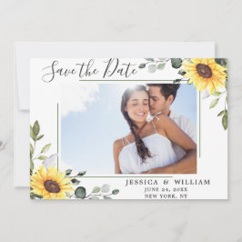 Elegant Eucalyptus Sonnenblumen FOTO Hochzeit Save The Date