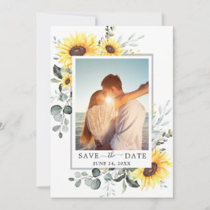 Elegant Eucalyptus Sonnenblumen FOTO Hochzeit Save The Date