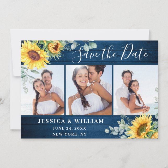 Elegant Eucalyptus Sonnenblumen Hochzeit Save The Date (Vorderseite)