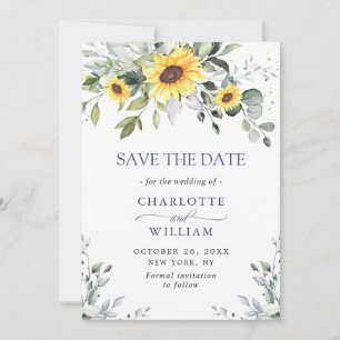 Elegant Eucalyptus Sonnenblumen Hochzeit Save The Date
