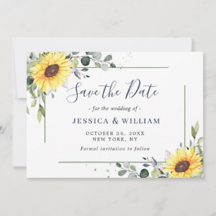 Elegant Eucalyptus Sonnenblumen Hochzeit Save The Date