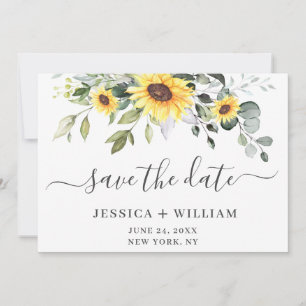 Elegant Eucalyptus Sonnenblumen Hochzeit Save The Date