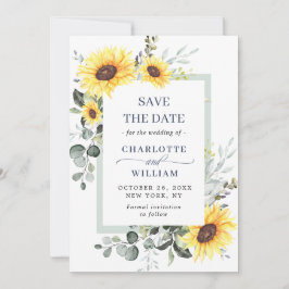Elegant Eucalyptus Sonnenblumen Hochzeit Save The Date