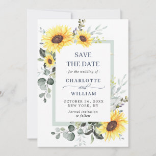 Elegant Eucalyptus Sonnenblumen Hochzeit Save The Date