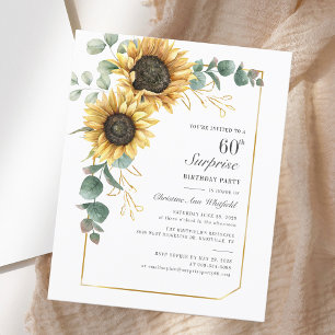 Elegant Eucalyptus Sunflower Script 60. Geburtstag