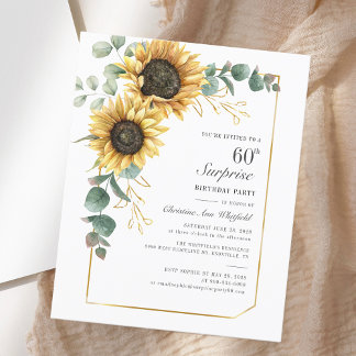 Elegant Eucalyptus Sunflower Script 60. Geburtstag