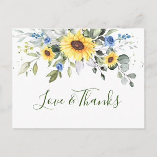 Elegant Eucalyptus Sunflowers Blumengrün Vielen Da Postkarte