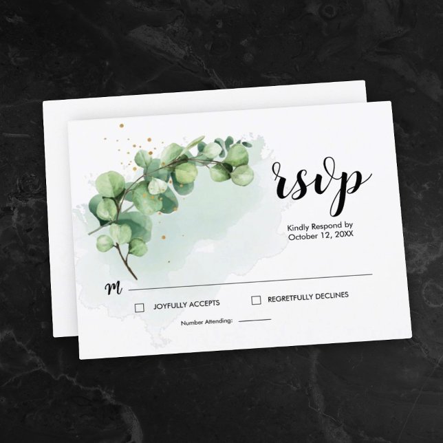 Elegant Eucalyptus Verlasse Greenerity Wedding RSV RSVP Karte (Von Creator hochgeladen)