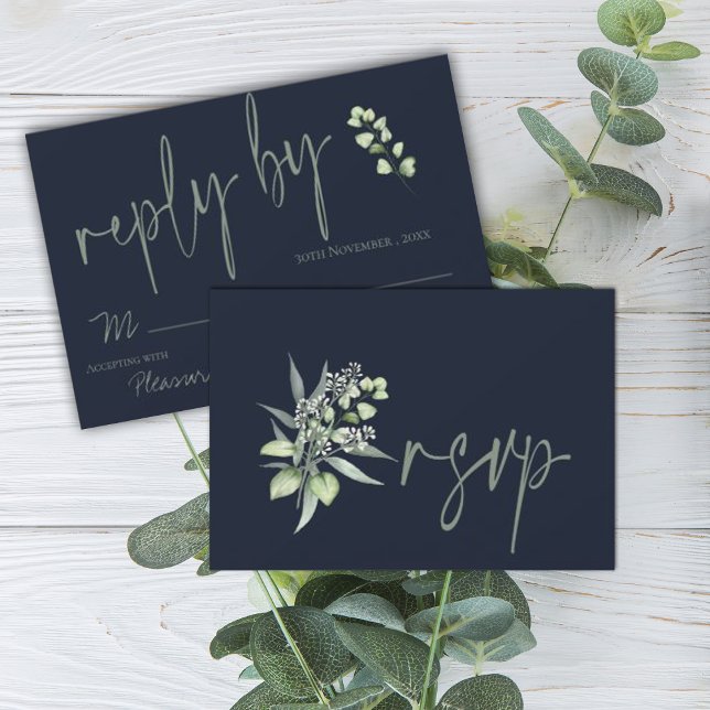 Elegant Eucalyptus Verlasse Greenerity Wedding RSV RSVP Karte (Von Creator hochgeladen)