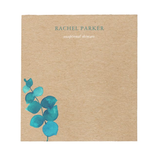 Elegant Eucalyptus Verlasse Rustic Kraft Notizblock (Vorderseite)