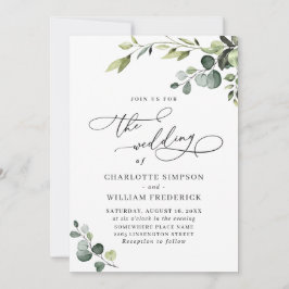 Elegant Eucalyptus Watercolor Grüne Hochzeit Einladung