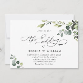Elegant Eucalyptus Watercolor Grüne Hochzeit Einladung