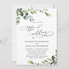 Elegant Eucalyptus Watercolor Grüne Hochzeit Einladung