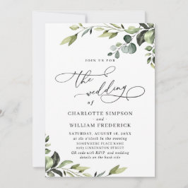 Elegant Eucalyptus Watercolor Grüne Hochzeit Einladung