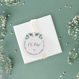 Elegant Eucalyptus Watercolor OH BABY SHOWER Geschenkanhänger