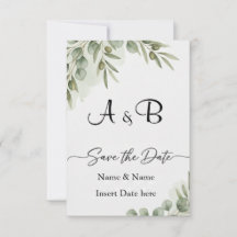 Elegant Eucalyptus Watercolor "Save the Date" Mono