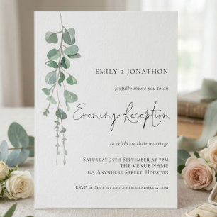 Elegant Eucalyptus Wedding Abend Empfang Einladung