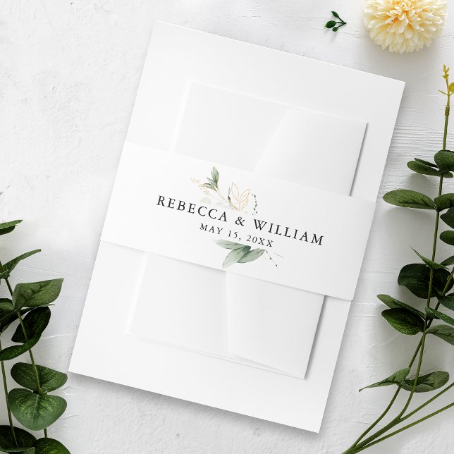 Elegant Eucalyptus Wedding Bly Band (Enhance invitations with our Eucalyptus Belly Band, adding sophistication to your presentation.)