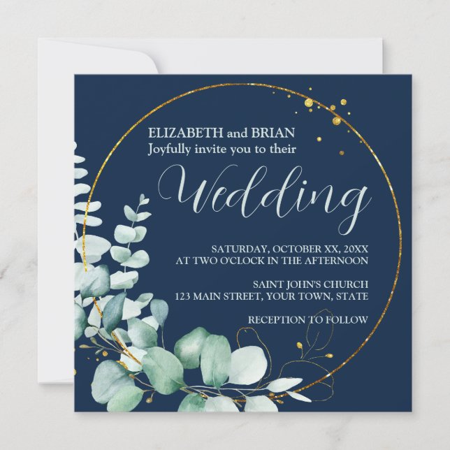 Elegant Eucalyptus Wedding Einladung (Vorderseite)