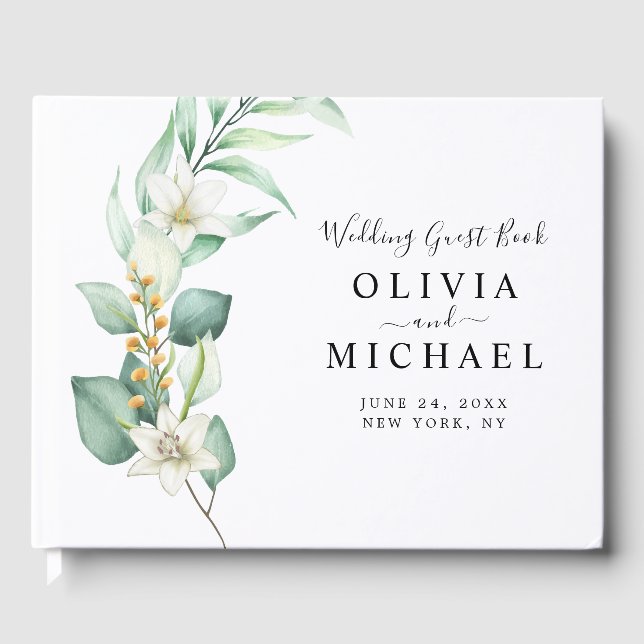Elegant Eucalyptus Wedding Gästebuch (Vorderseite)