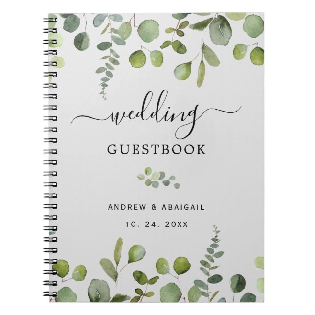 Elegant Eucalyptus Wedding Guestbook Notizblock (Vorderseite)