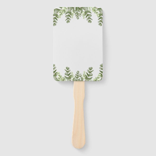 Elegant Eucalyptus Wedding Hand Fan Fächer (Vorderseite)