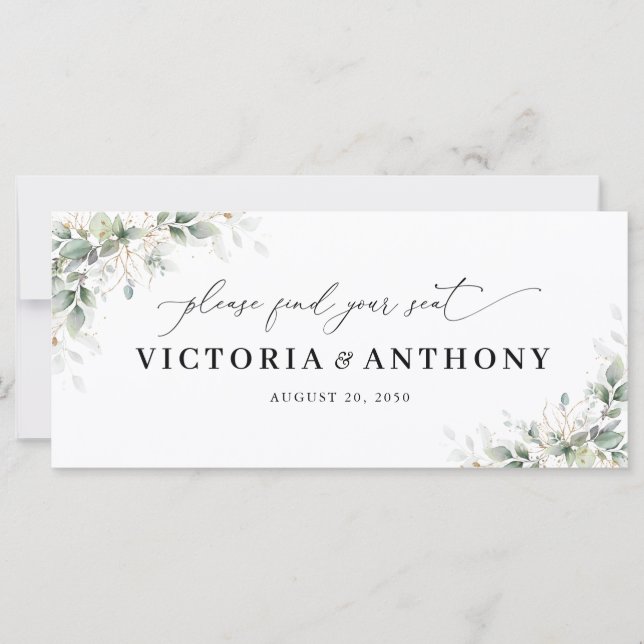 Elegant Eucalyptus Wedding Head Table Sign (Vorderseite)