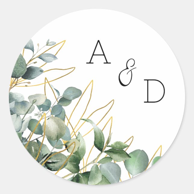 Elegant Eucalyptus Wedding Invitation Sticker (Vorderseite)