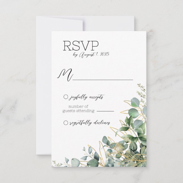 Elegant Eucalyptus Wedding RSVP Card Karte (Vorderseite)