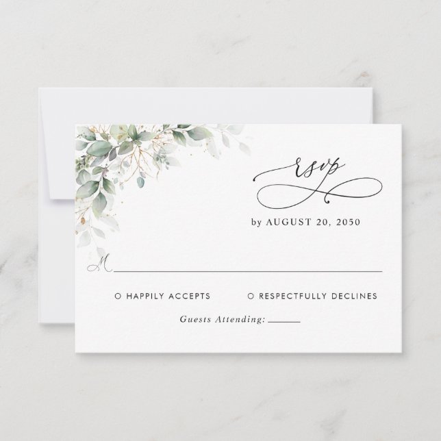 Elegant Eucalyptus Wedding RSVP Card Karte (Vorderseite)
