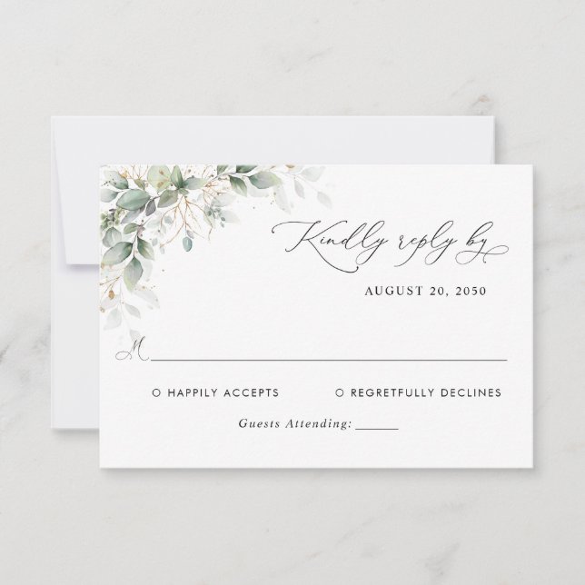  Elegant Eucalyptus Wedding RSVP Card Karte (Vorderseite)