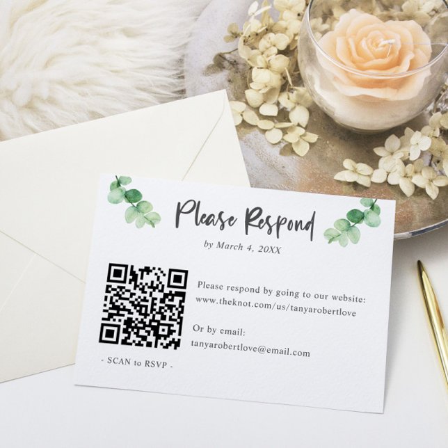 Elegant Eucalyptus wedding RSVP QR Code Online (Von Creator hochgeladen)