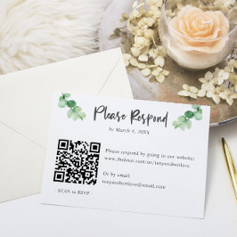 Elegant Eucalyptus wedding RSVP QR Code Online Karte