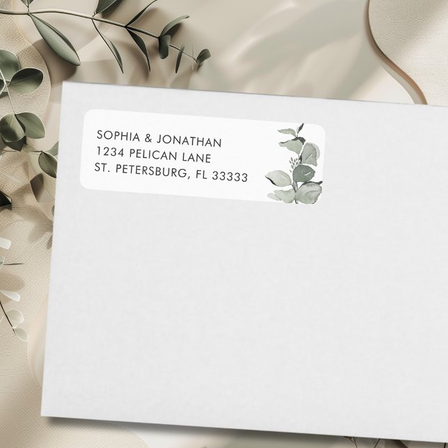 Elegant Eucalyptus Wedding Rücksendeadresse (Elegant Eucalyptus Wedding Return Address Label)